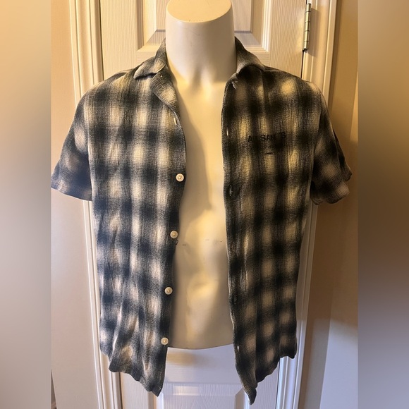 Mens All Saints Underground Relaxed Check Logo Shirt Small - Picture 5 of 11